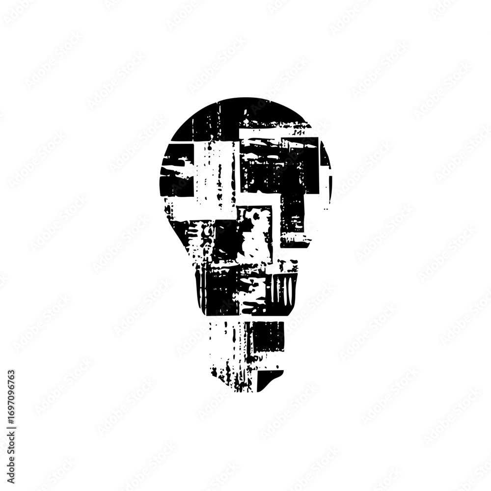 Obraz premium Vector Abstract geometric lightbulb with a distressed texture.