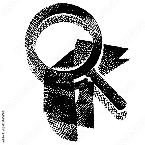 Vector Investigative magnifying glass examines a shadowed figure.