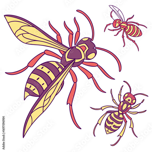 Group of stylized wasps