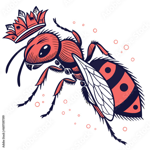 Queen ant wearing a crown