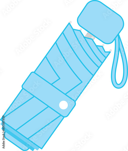 Light Blue color Folding Umbrella Compact icon.