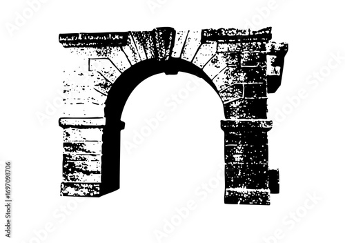 Vector Rustic stone archway with textured details.