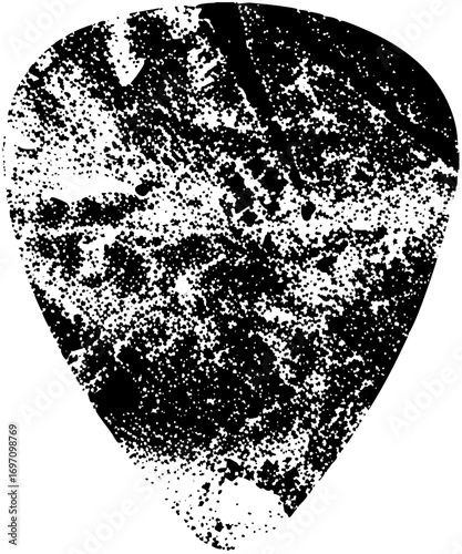 Vector Distressed guitar pick with speckled texture.
