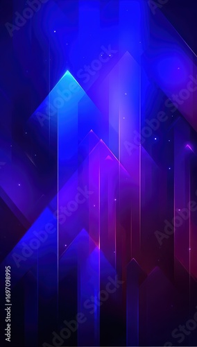 Abstract digital artwork with vertical blue and purple light arrow shapes