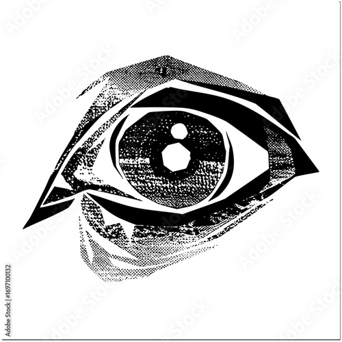 Vector Detailed eye with dotted texture.