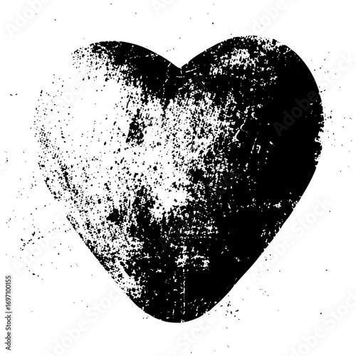 Vector Distressed heart with a textured grunge effect.
