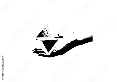Vector Hand Holding Dissolving Diamond