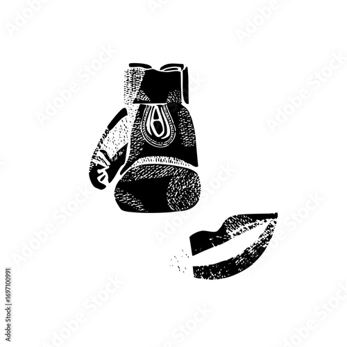 Vector Grenade and lips in monochrome style.
