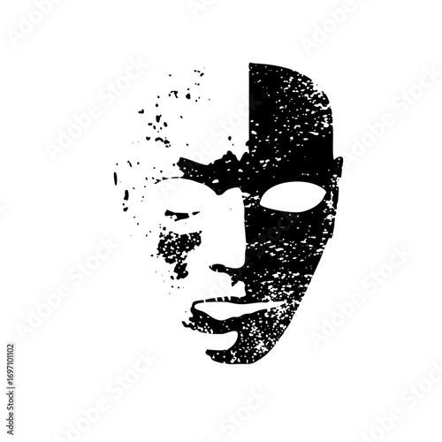 Vector Abstract dual-tone face with fragmented .