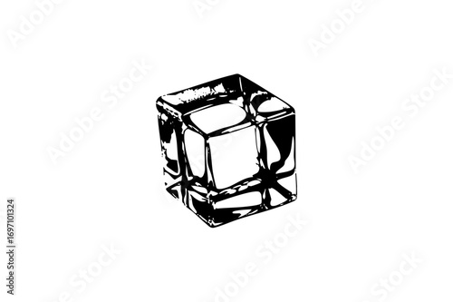 Vector Geometric cube with sharp edges and light reflections.