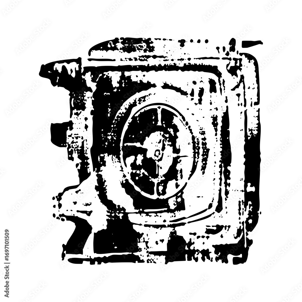 Obraz premium Vector Vintage camera with distressed texture.