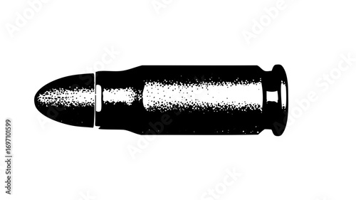 Vector Detailed monochrome of a single cartridge bullet.