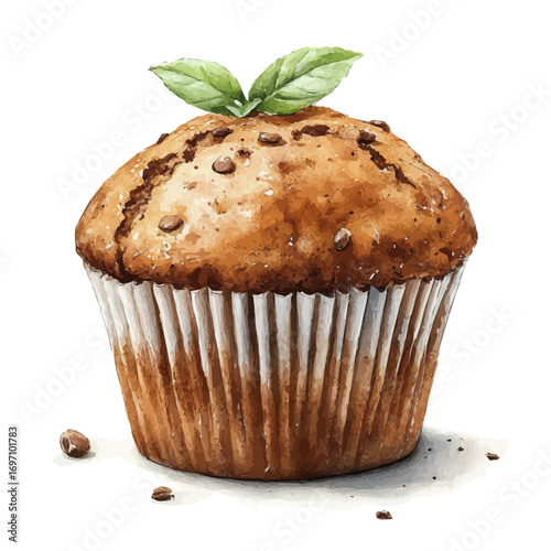 watercolor of Muffin, vector, isolated on a white background.