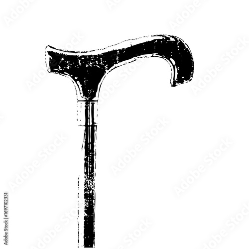 Vector Elegant walking cane with a curved handle.