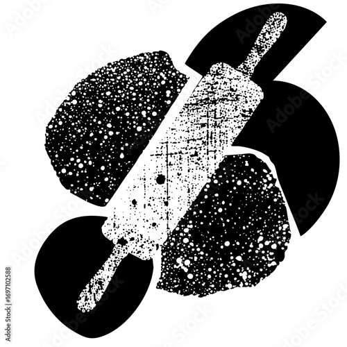 Vector Abstract vector of a knife piercing through organic shapes.