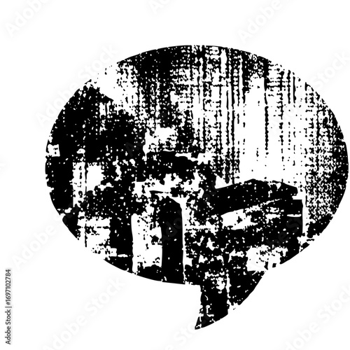 Vector Distressed speech bubble with textured fill.