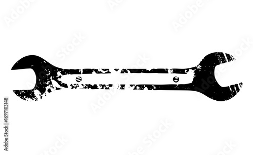 Vector Black wrench depicts a tool for mechanical repairs.