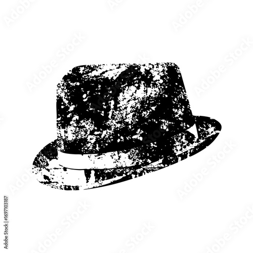 Vector Vintage top hat with distressed texture