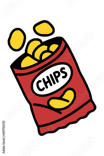 Craving crispy chips? Delicious snack illustration for party invites and food blogs, tasty treat