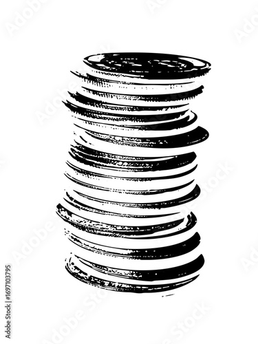 Vector Stacked discs depicts a spiral arrangement.