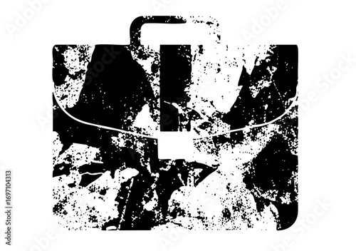 Vector Distressed of a vintage suitcase with a strap.