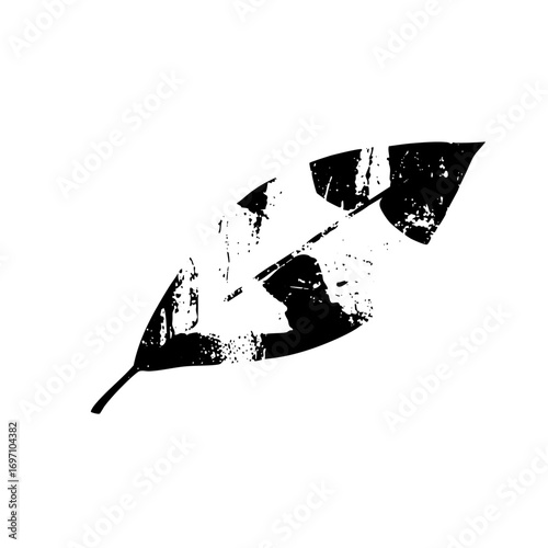 Vector Abstract black leaf with a fragmented .