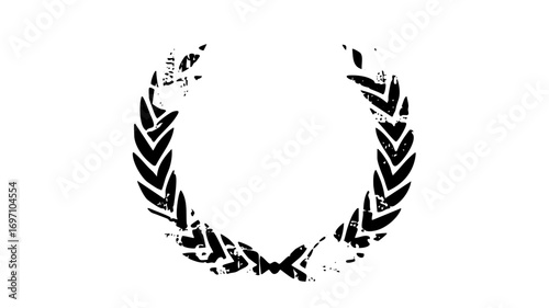 Vector Elegant laurel wreath with textured leaves.