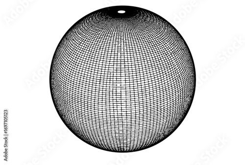 Vector Detailed spherical mesh with a central opening.