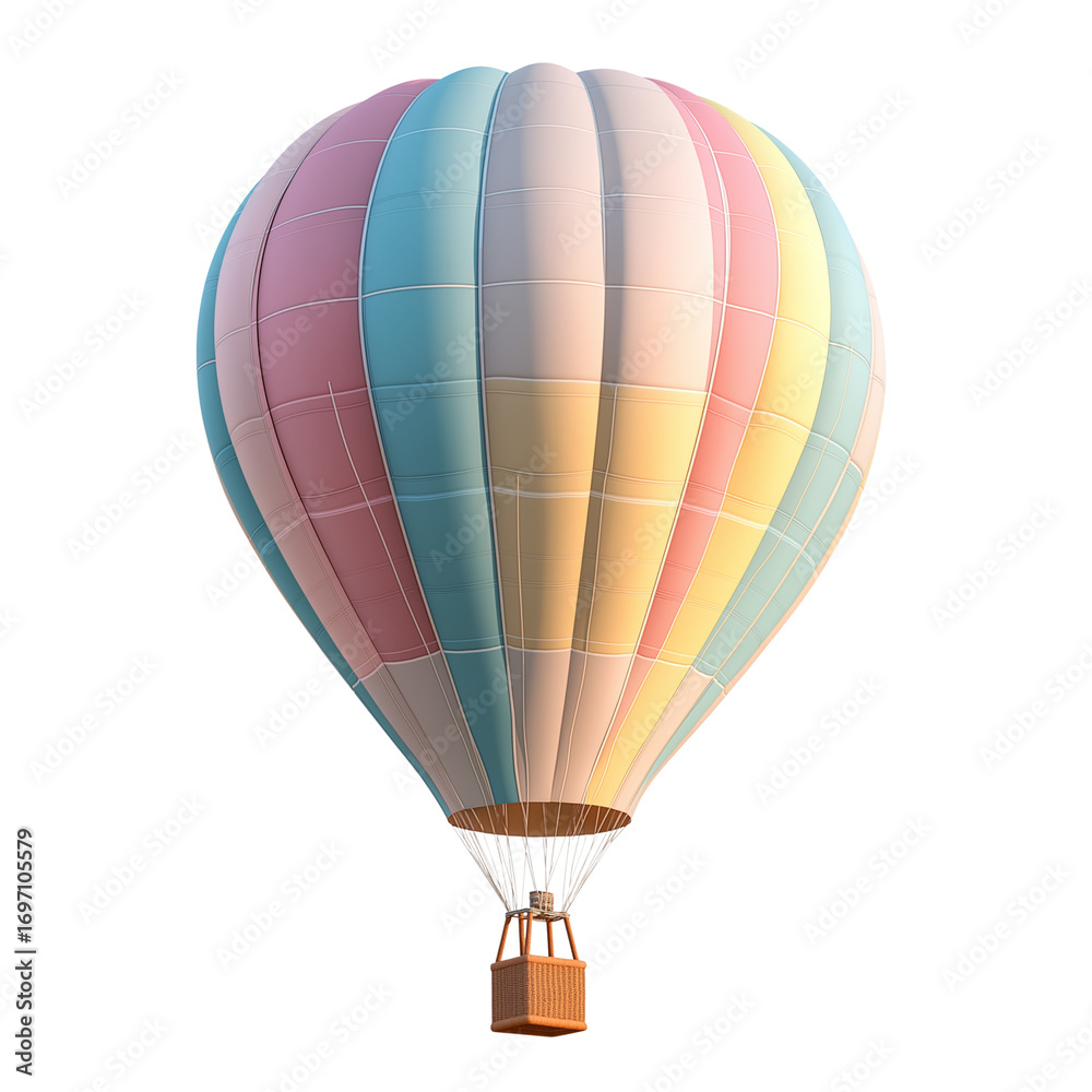 Fototapeta premium Hot Air Balloon Isolated on Transparent Background. Colorful Hot Air Balloon Clipart