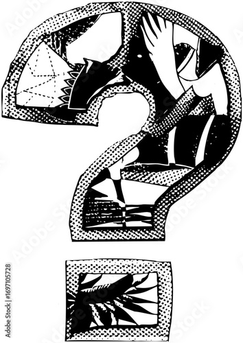 Vector Abstract of a person reaching within a question mark shape.