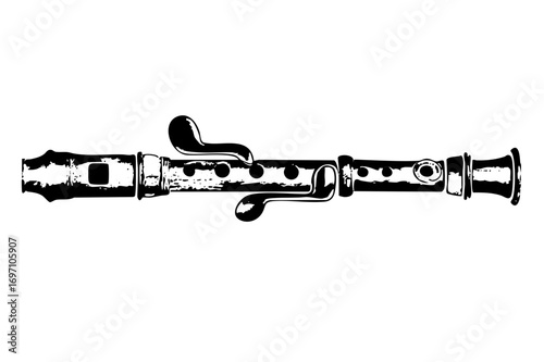 Vector Black and white of a clarinet musical instrument.