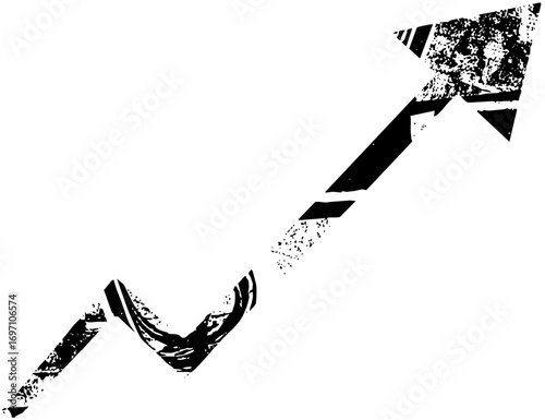Vector Distressed upward arrow conveys growth and progress.