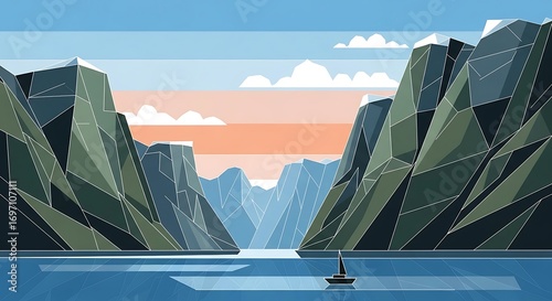 Wallpaper Mural Mountain fjord sailing. Torontodigital.ca