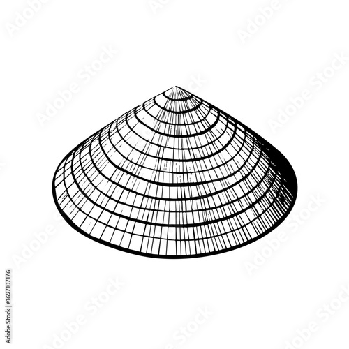 Vector Detailed conical hat with layered lines.