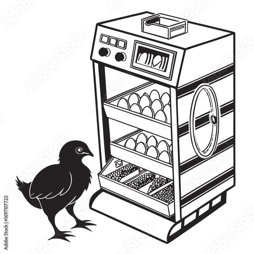 Egg Incubator Vector Illustration | Poultry Farming and Hatching Equipment Design