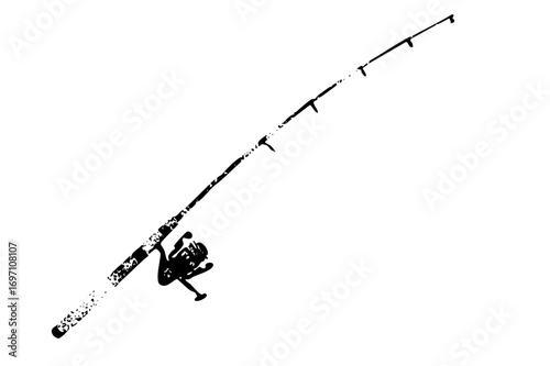Vector Detailed vector of a fishing rod with a spinning reel.