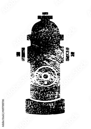 Vector Distressed fire hydrant with circular detail.