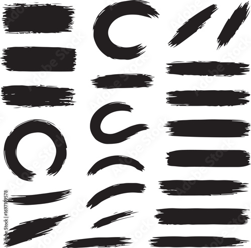 Vector black brush stroke collection – abstract ink and paint strokes.