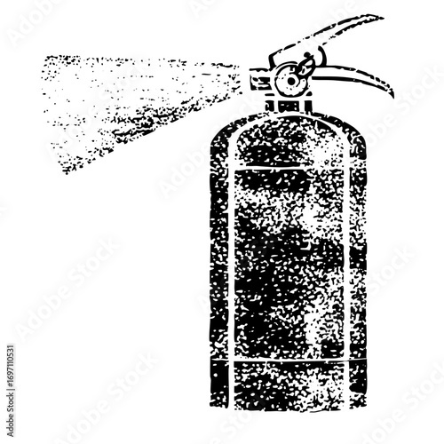 Vector Black and white of a fire extinguisher in use.