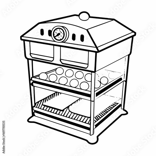 Egg Incubator Vector Illustration | Poultry Farming and Hatching Equipment Design