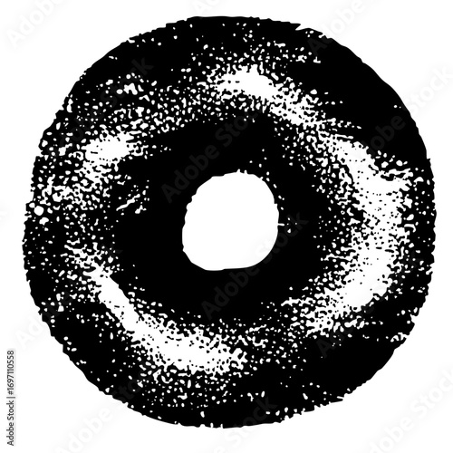 Vector Abstract donut shape with speckled texture.