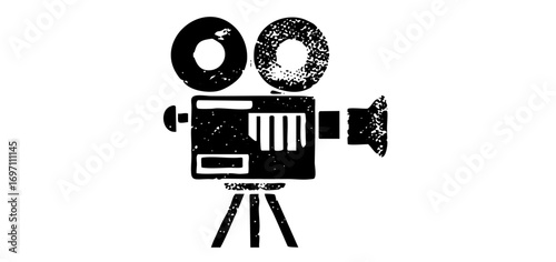 Vector Vintage film camera with bold numeric typography.