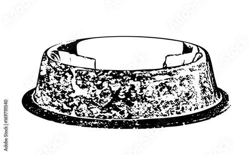 Vector Detailed of a textured pet food bowl.