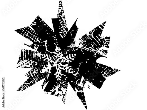 Vector Abstract starburst shape with distressed texture.