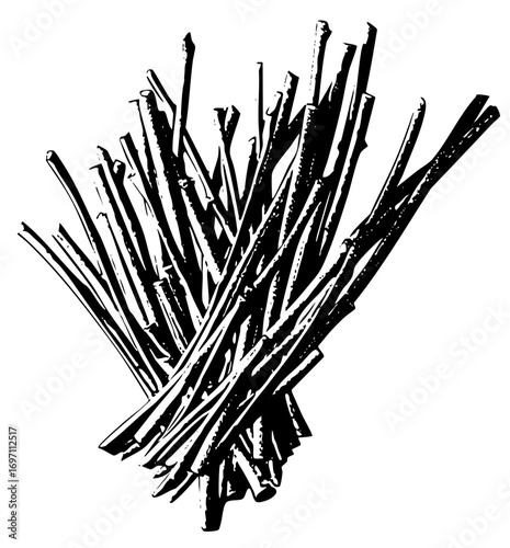 Vector Stacked firewood bundle in black and white.