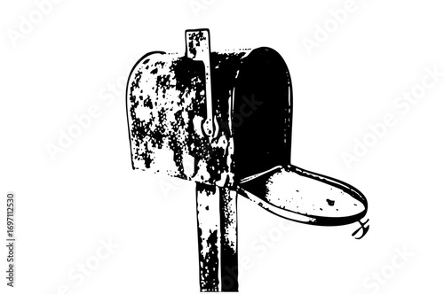 Vector Rustic mailbox depicts a weathered postal delivery container.