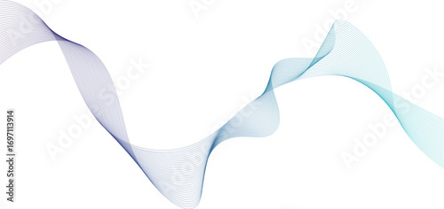 Wavy transparent lines in blue color, flow vector abstract wave on white background.  purple and pink waves flow gracefully on a white background, creating a soft and elegant wave
