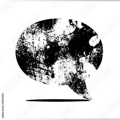 Vector Distressed speech bubble with textured fill.