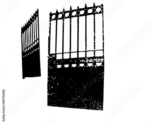 Vector Ornate wrought iron gates showcase a vintage decorative .