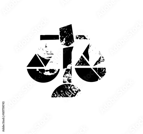 Vector Abstract scales of justice with geometric shapes.